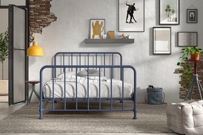 Bronxx metalen bed mat blue denim 140/200 sfeerfoto