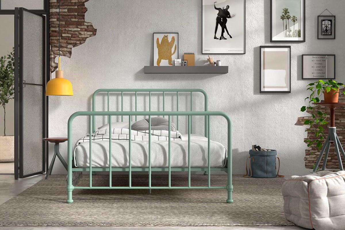 Bronxx metalen bed mat olive green 140/200 sfeerfoto
