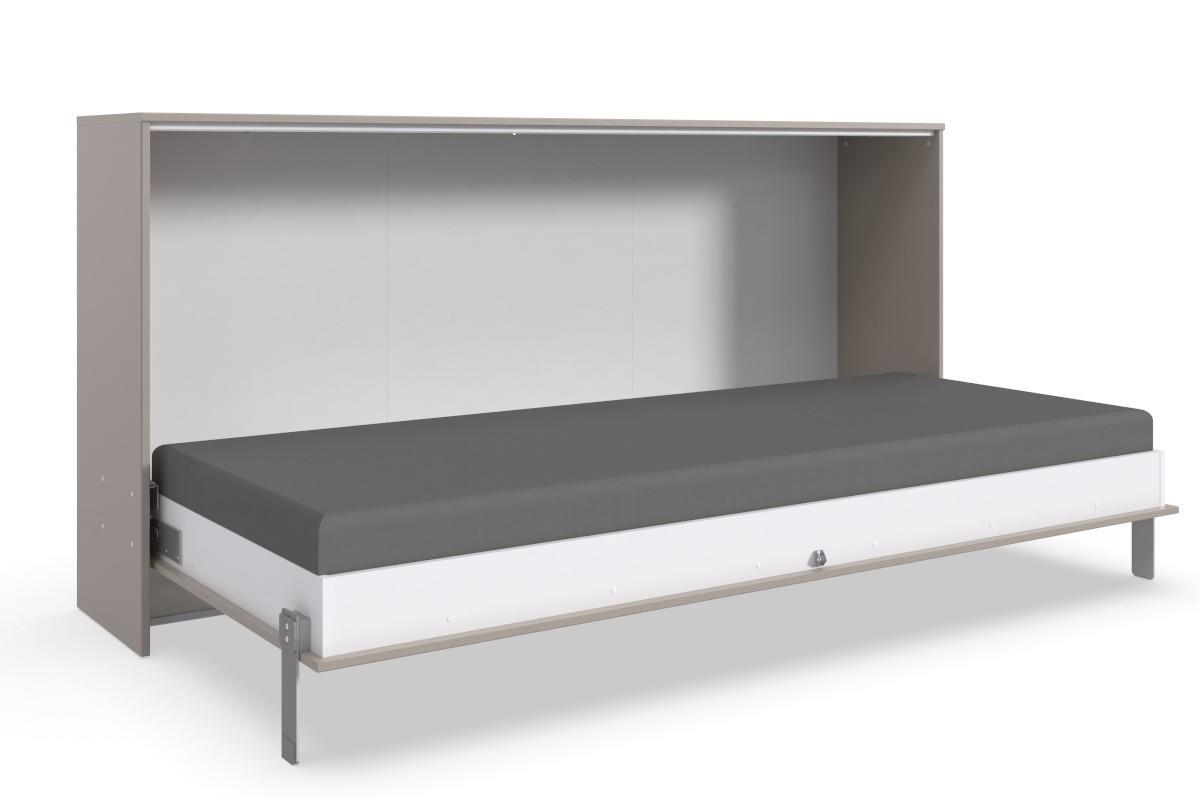 Juist Opklapbed Taupe Horizontaal 90x200 open