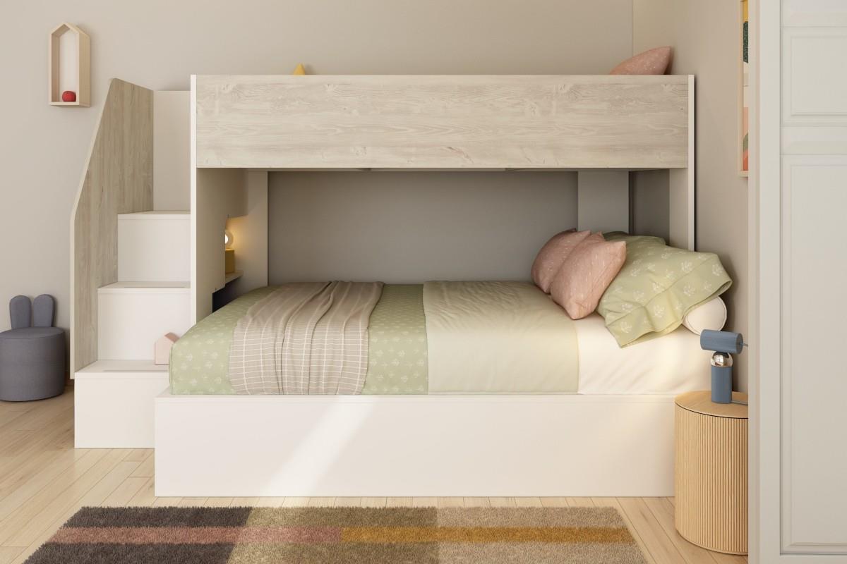 Easy 3-persoons Stapelbed Wit - Cascina vooraanzicht