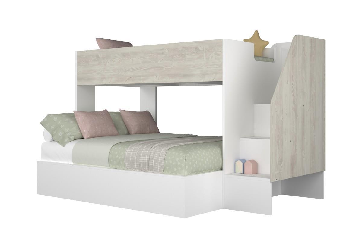 Easy 3-persoons Stapelbed Wit - Cascina zijaanzicht met decoratie
