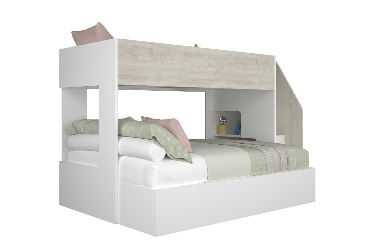 Easy 3-persoons Stapelbed Wit - Cascina zijaanzicht met decoratie
