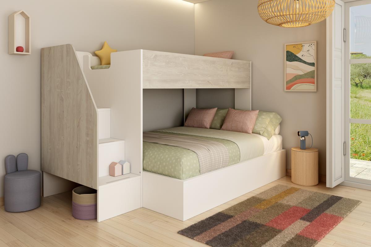 Easy 3-persoons Stapelbed Wit - Cascina