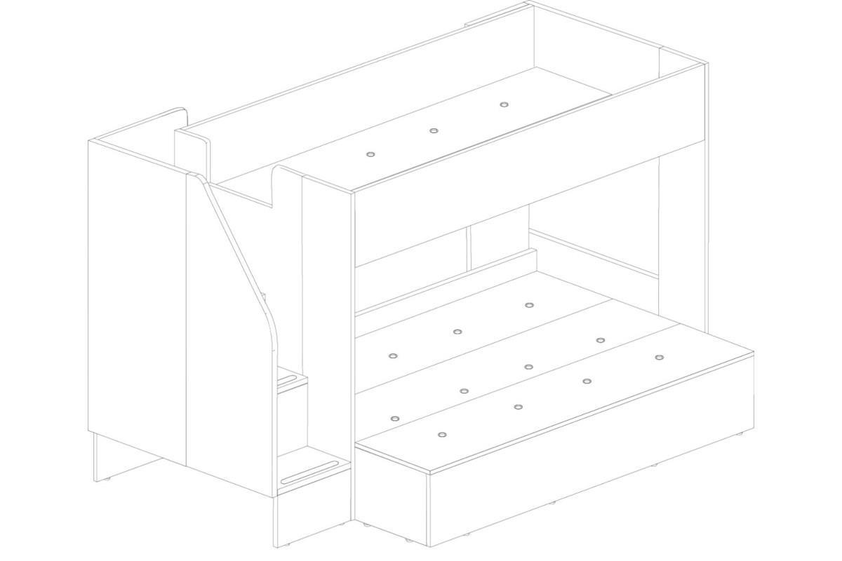 Easy 3-persoons Stapelbed lijntekening