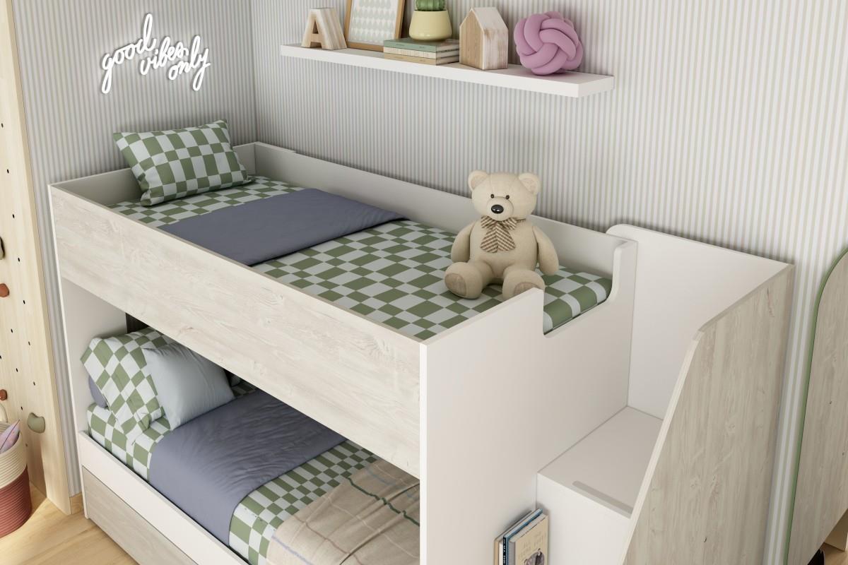 Easy Stapelbed met Opbergruimte Wit - Cascina sfeerfoto bovenaanzicht