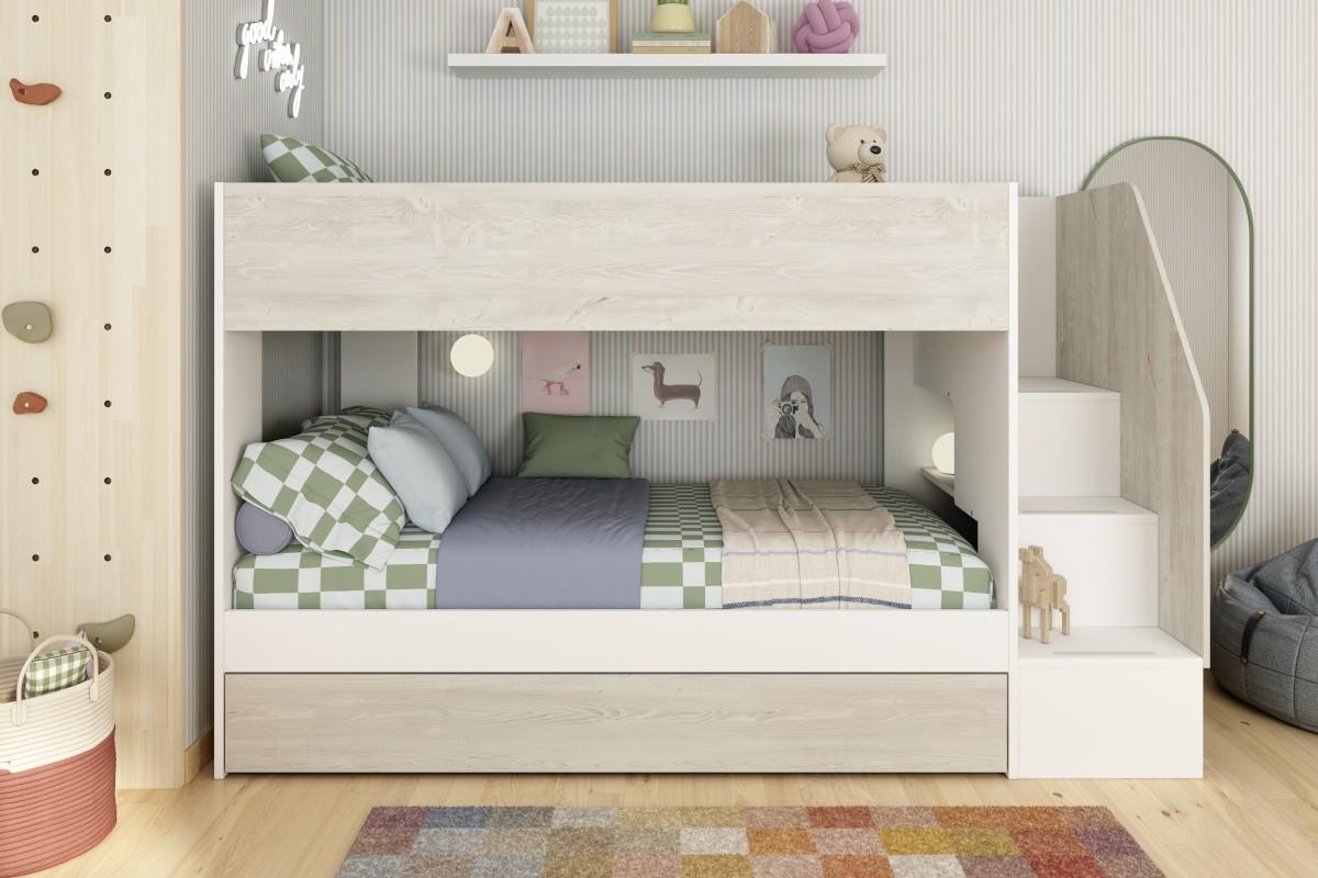 Easy Stapelbed met Opbergruimte Wit - Cascina sfeerfoto vooraanzicht