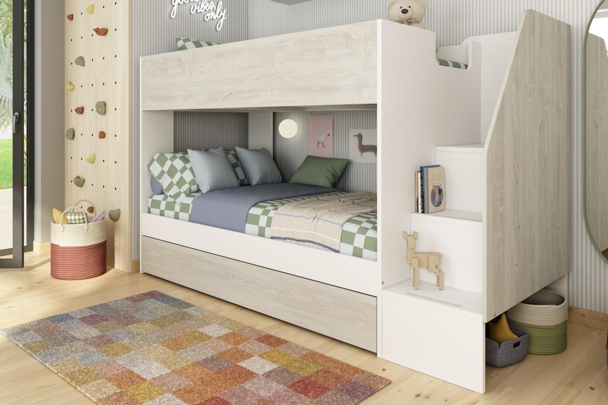 Easy Stapelbed met Opbergruimte Wit - Cascina sfeerfoto