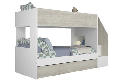 Easy Stapelbed met Opbergruimte Wit - Cascina zijaanzicht links met decoratie