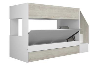 Easy Stapelbed met Opbergruimte Wit - Cascina zijaanzicht links open