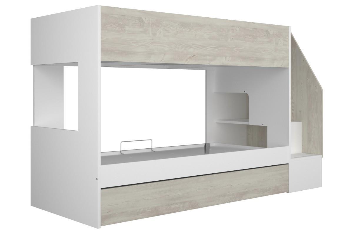 Easy Stapelbed met Opbergruimte Wit - Cascina zijaanzicht links