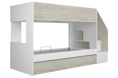 Easy Stapelbed met Opbergruimte Wit - Cascina zijaanzicht links