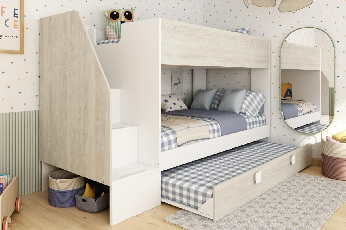 Easy Stapelbed met Slaaplade 90/200 Wit - Cascina
