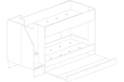 Easy Stapelbed met Slaaplade lijntekening open