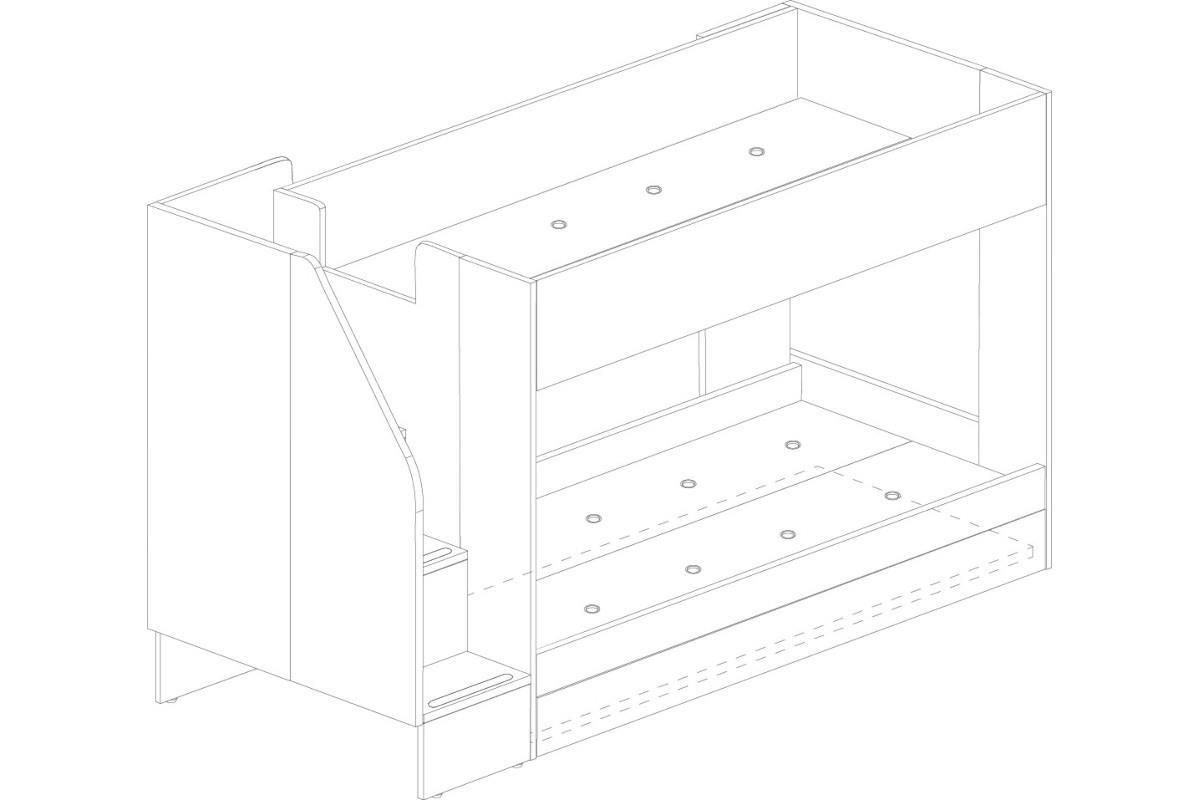 Easy Stapelbed met Slaaplade lijntekening