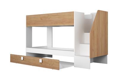 Easy Stapelbed met Slaaplade Wit - Eiken zijaanzicht open