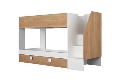 Easy Stapelbed met Slaaplade Wit - Eiken zijaanzicht