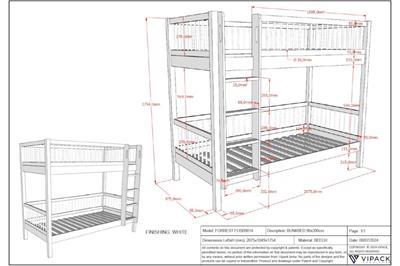 Forrest Beech Stapelbed afmetingen