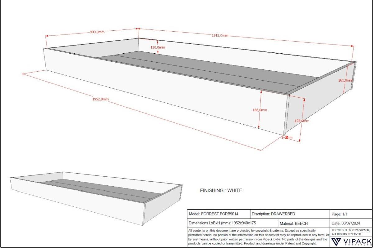 Forrest Beech Slaaplade afmetingen