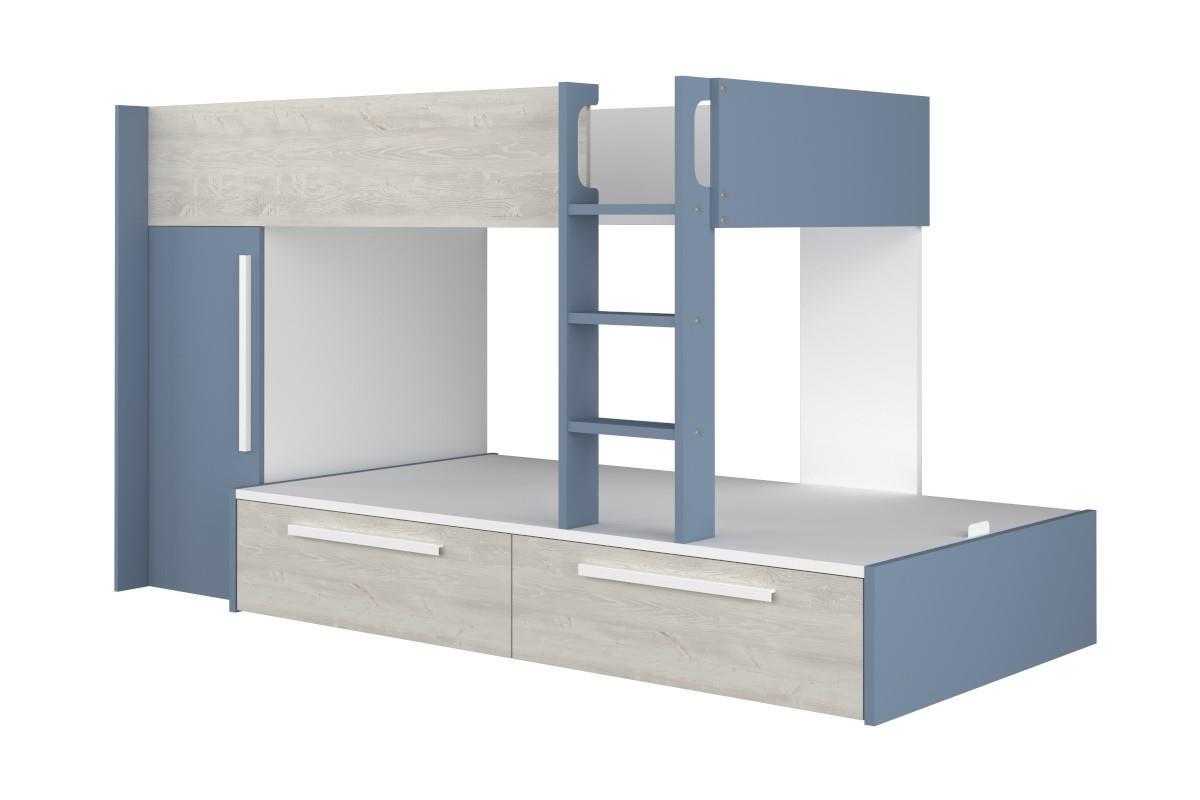 Jules stapelbed met kast en opberglades smokey blue