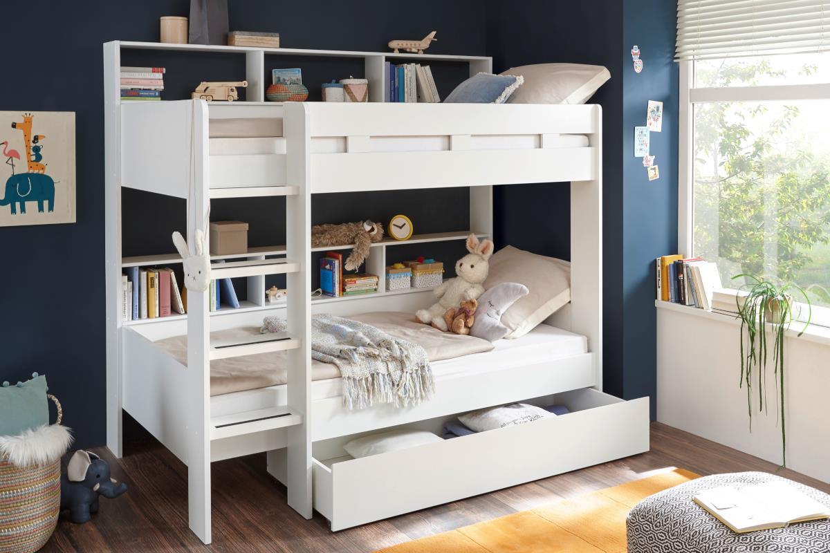 Jura Stapelbed Wit met opberglade