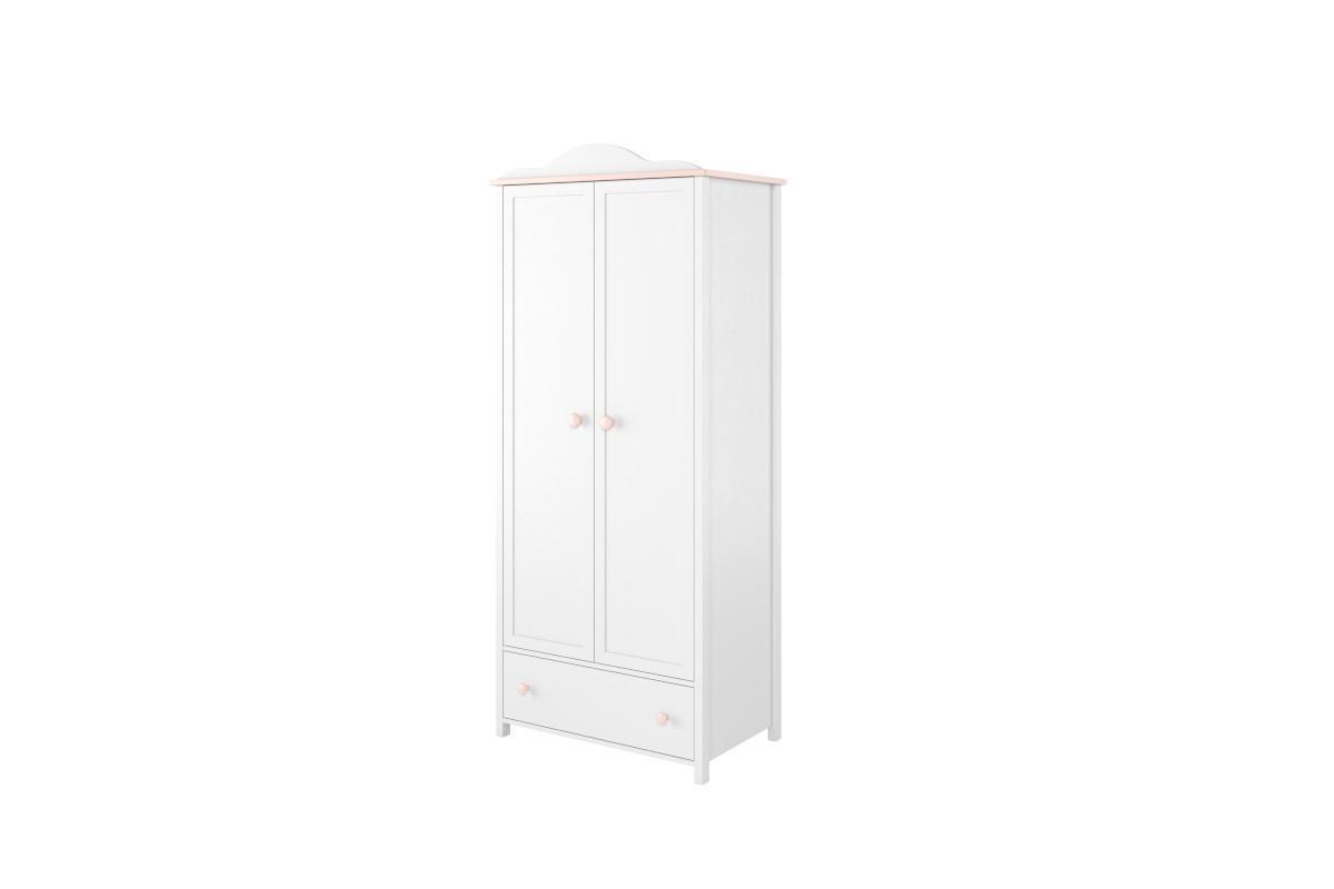 Luna 2-deurs Hang en Legkast Wit-Roze