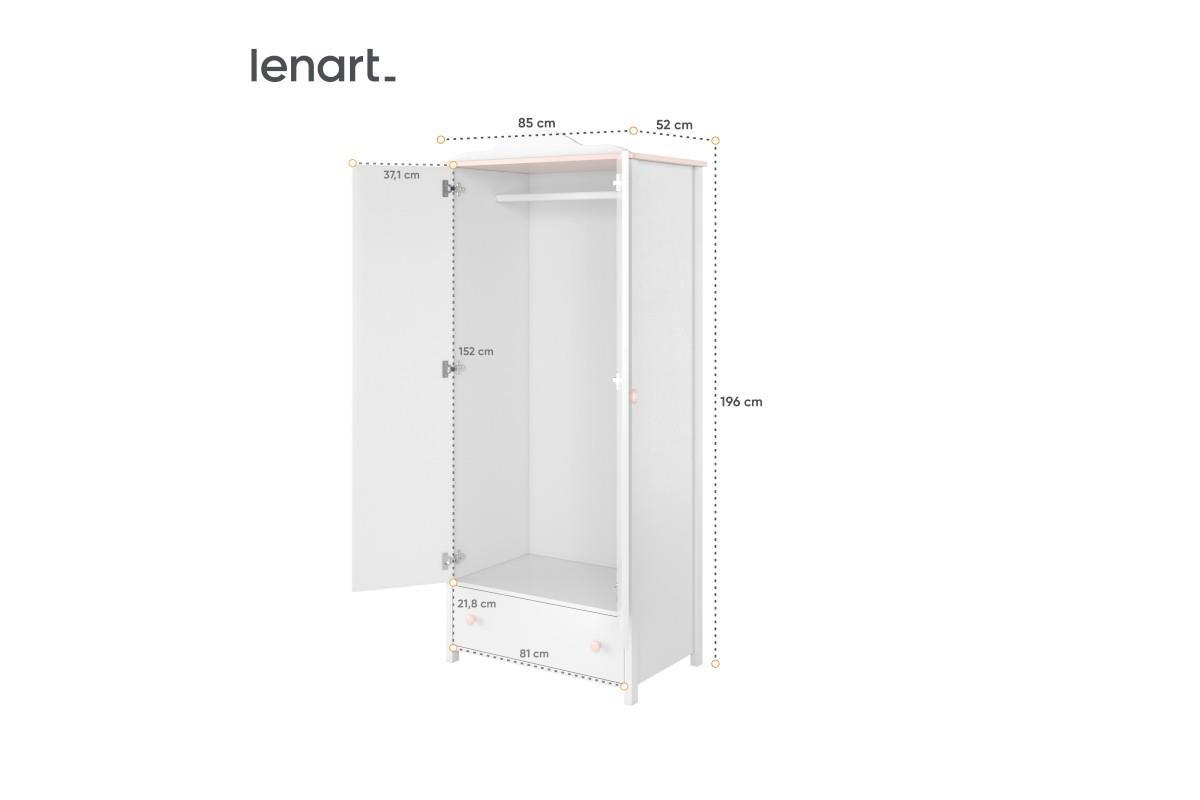 Luna 2-deurs Hangkast Wit-Roze afmetingen