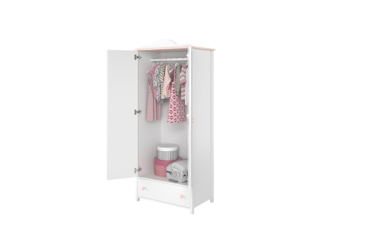 Luna 2-deurs Hangkast Wit-Roze open