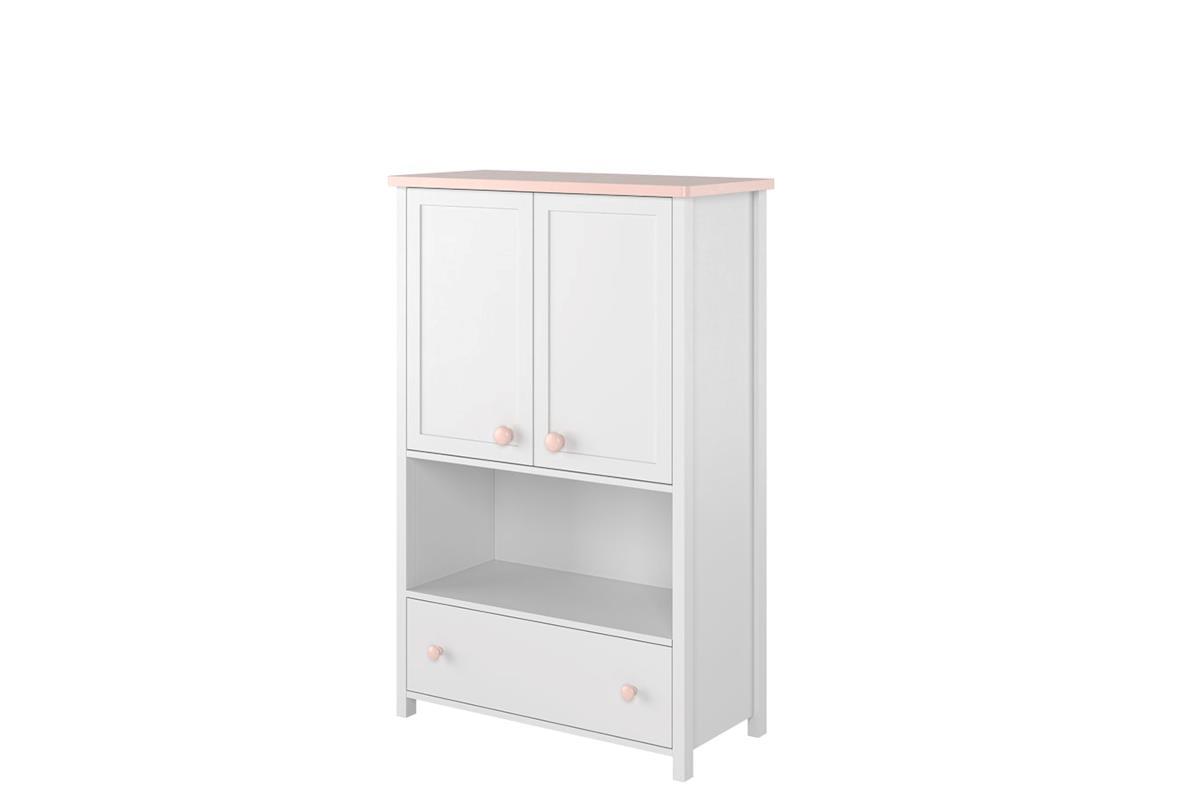 Luna Boekenkast met Lade en Deuren Wit/Roze