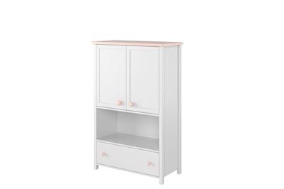 Luna Boekenkast met Lade en Deuren Wit/Roze