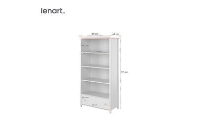 Luna Boekenkast met Lade Wit-Roze afmetingen