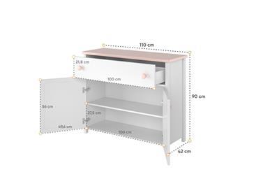 Luna Commode Wit-Roze afmeting