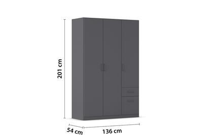 Allrounder 3-deurs Kledingkast Antraciet afmetingen