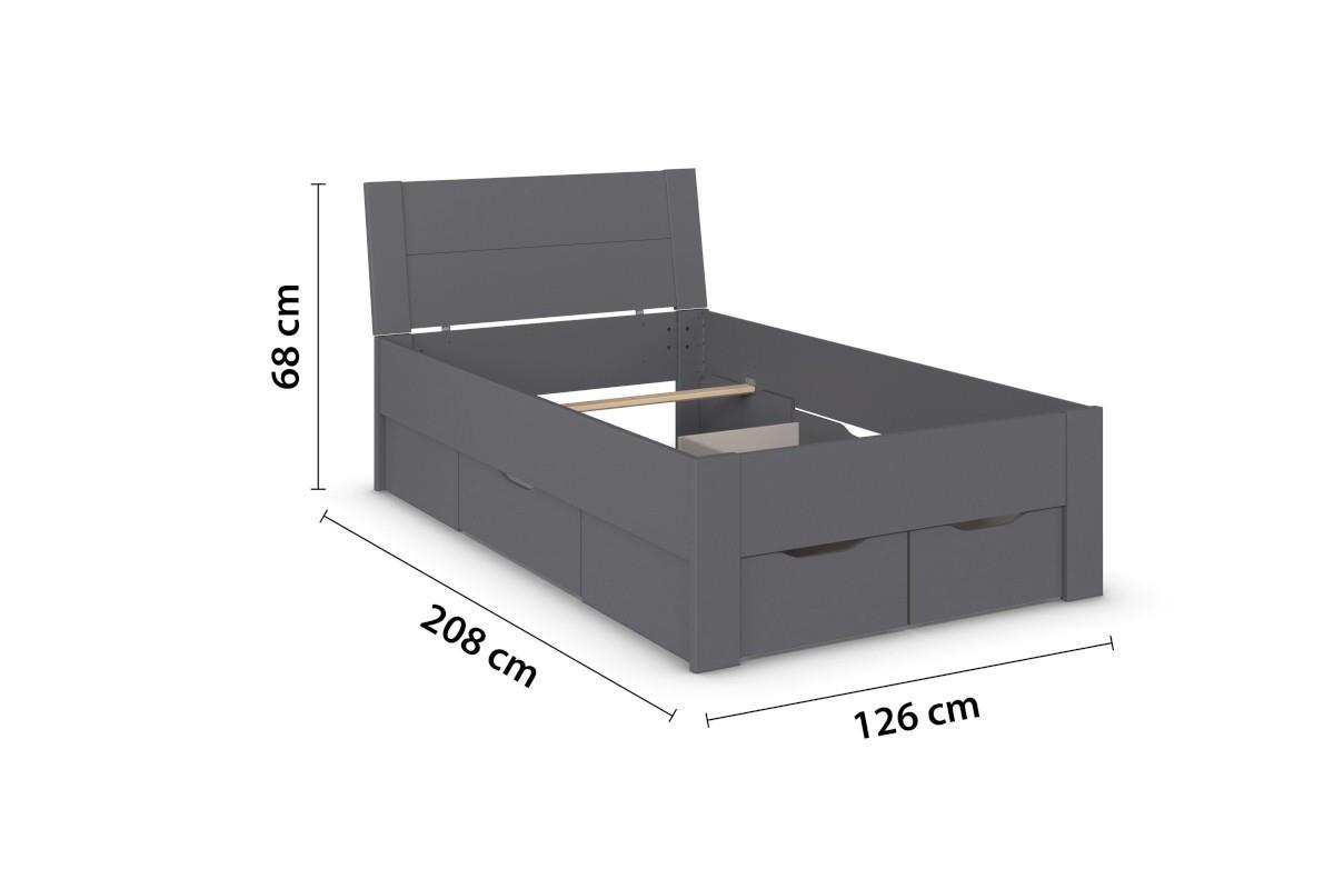 Allrounder Bed 120x200 inclusief Opberglades Antraciet afmetingen