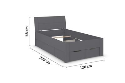 Allrounder Bed 120x200 inclusief Opberglades Antraciet afmetingen