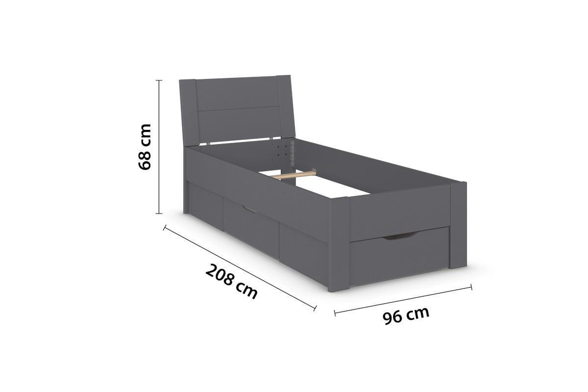 Allrounder Bed 90x200 inclusief Opberglades Antraciet afmetingen