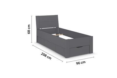 Allrounder Bed 90x200 inclusief Opberglades Antraciet afmetingen