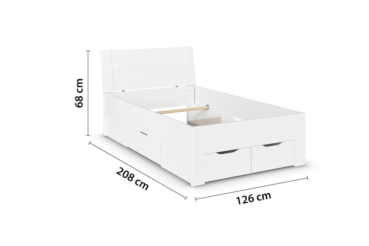 Allrounder Bed 120x200 inclusief Opberglades Wit afmetingen