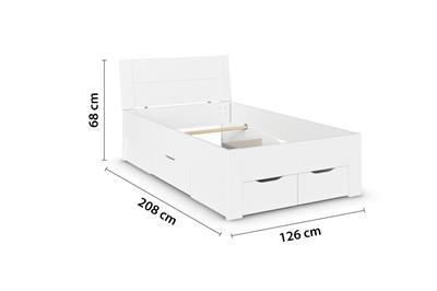 Allrounder Bed 120x200 inclusief Opberglades Wit afmetingen