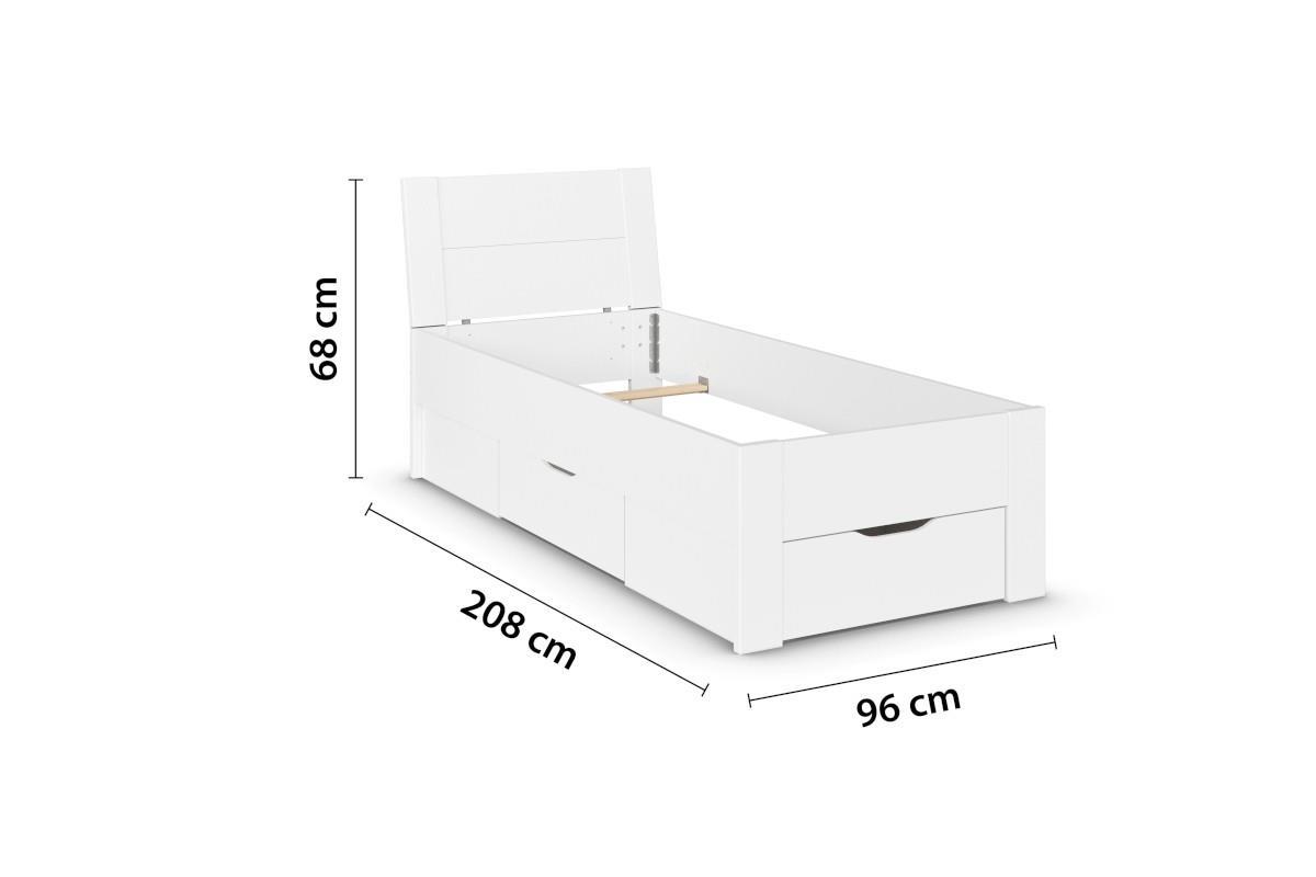 Allrounder Bed 90x200 inclusief Opberglades Wit afmetingen