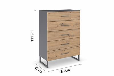 Butte Commode 5-la breed afmetingen