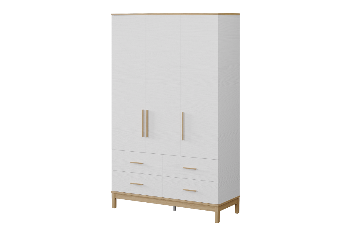 Etto 3-deurs Kledingkast x 4 laden zijaanzicht