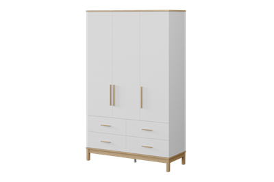 Etto 3-deurs Kledingkast x 4 laden zijaanzicht