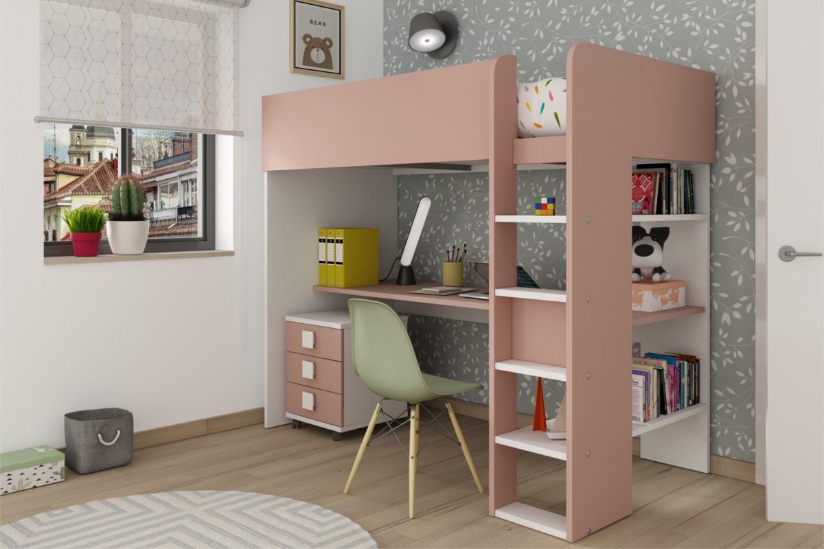 Jules hoogslaper antique pink met ladeblok sfeerimpressie