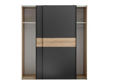 Lio 2-deurs Schuifdeurkast 170 cm Artisan Oak-Graphite vooraanzicht open