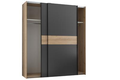 Lio 2-deurs Schuifdeurkast 170 cm Artisan Oak-Graphite zijaanzicht open