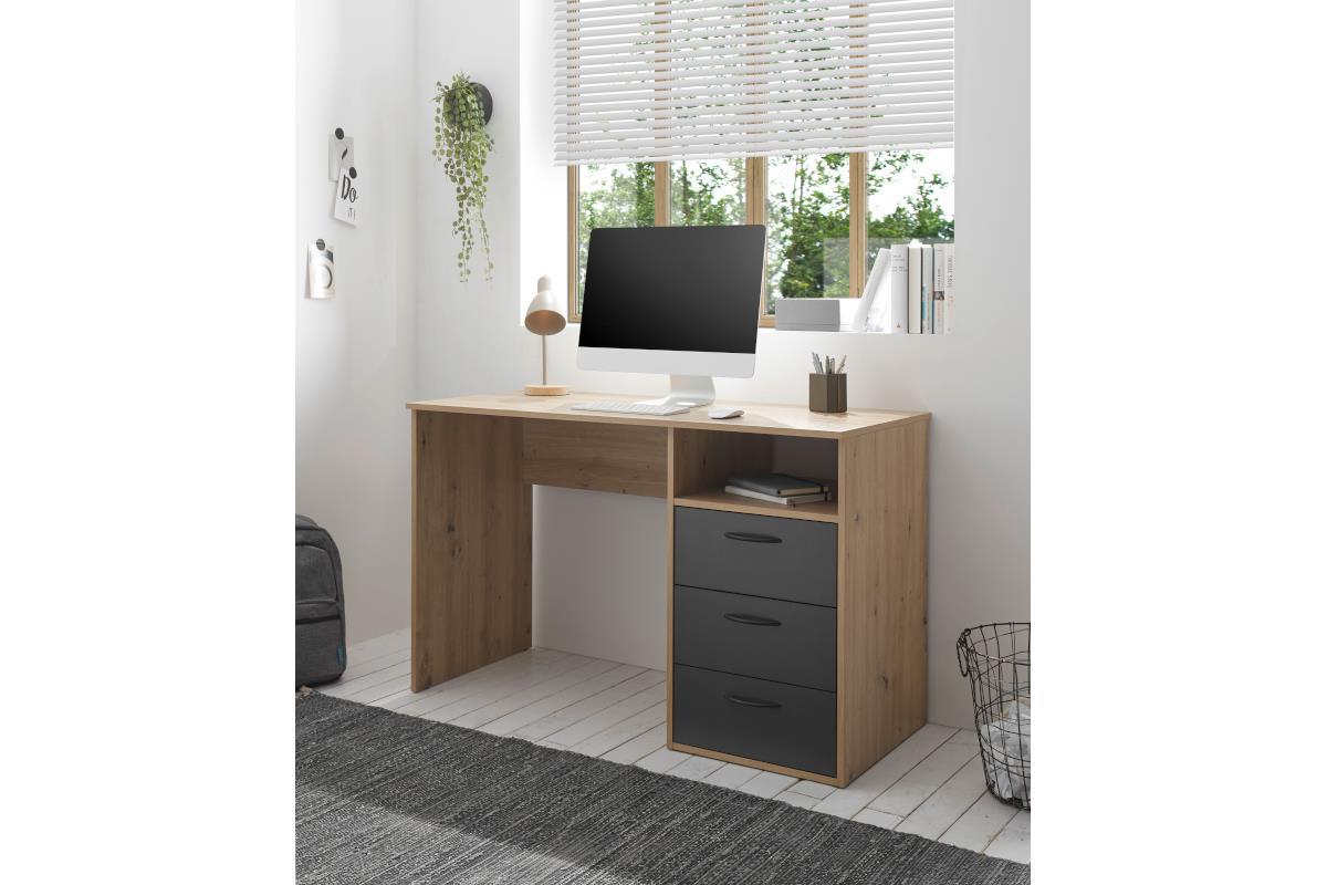 Lio Bureau 120 cm Artisan Eiken - Antraciet