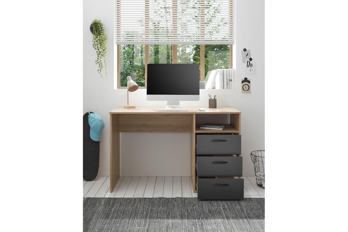 Lio Bureau 120 cm Artisan Oak-Graphite sfeerfoto vooraanzicht open