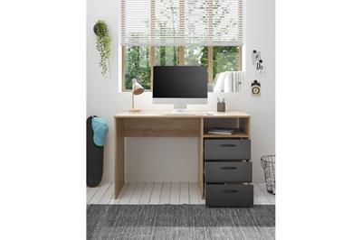 Lio Bureau 120 cm Artisan Oak-Graphite sfeerfoto vooraanzicht open