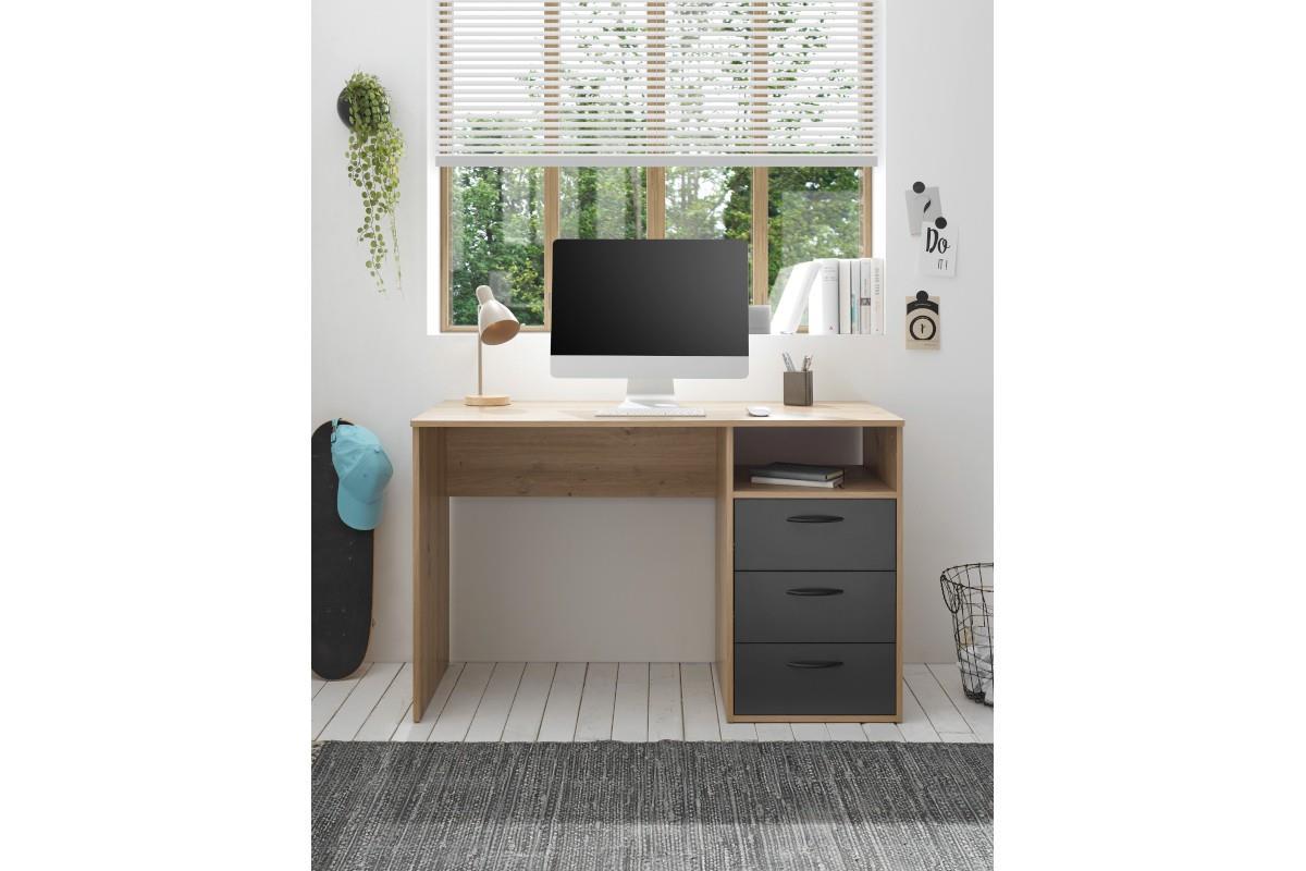 Lio Bureau 120 cm Artisan Oak-Graphite sfeerfoto vooraanzicht