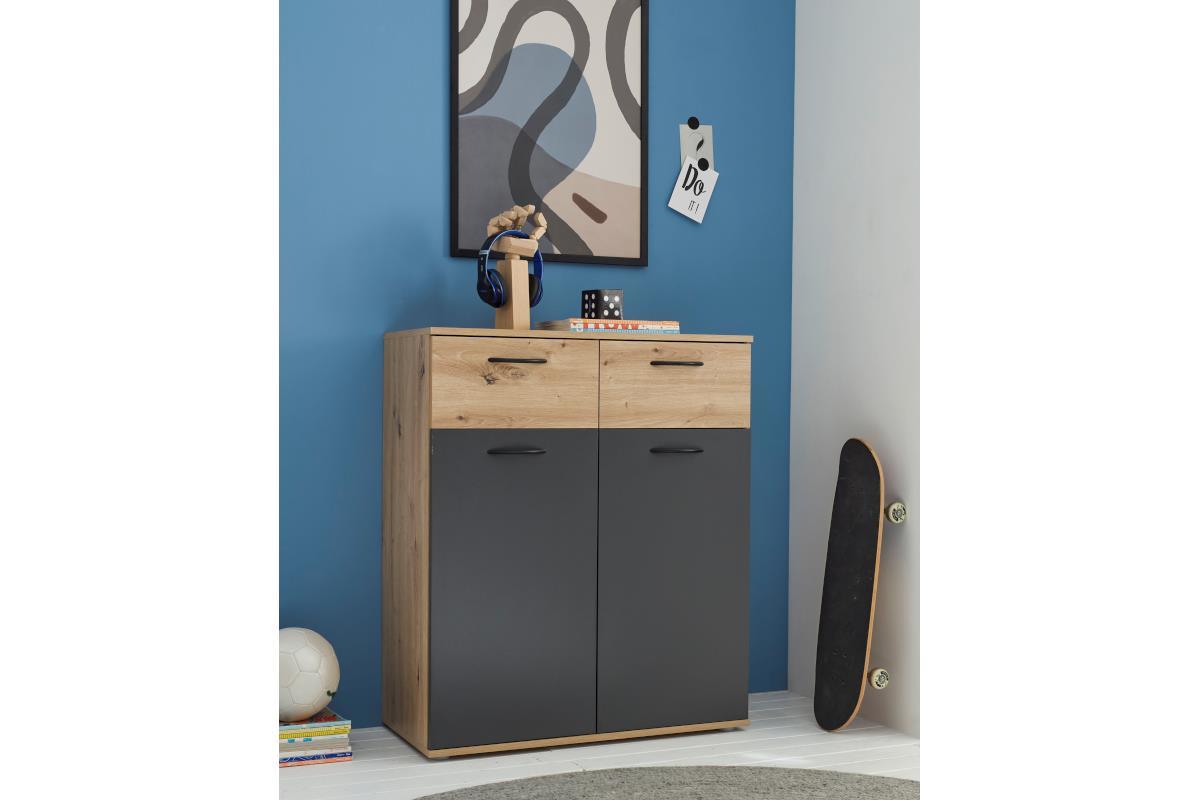 Lio Opbergkast Artisan Eiken - Antraciet
